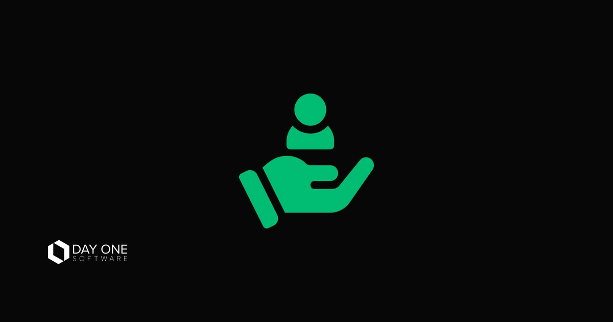 Illustration of a hand supporting a figure, representing AI as assistance under human review