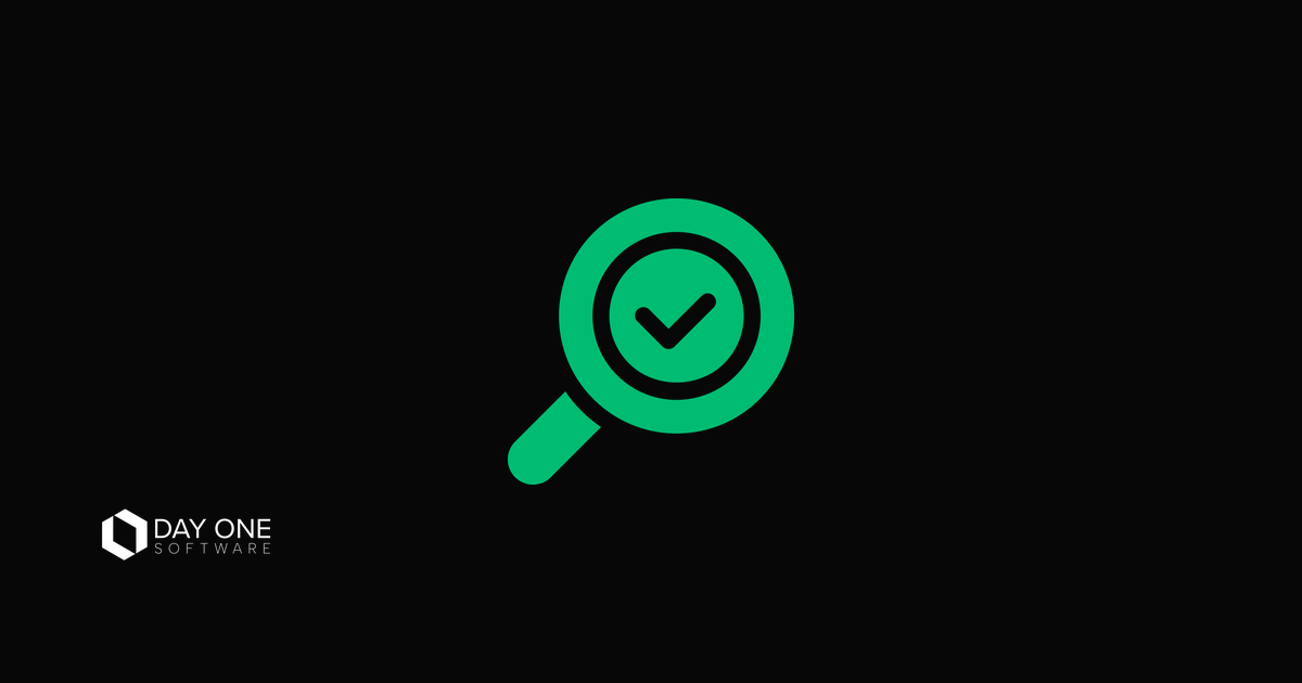 Magnifying glass with a tick — work in progress held as a verified, traceable register