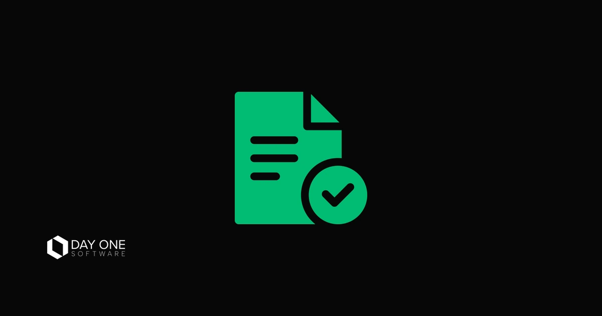 DAY ONE hero card: a document with an approval tick, representing a scope change priced and approved before it is delivered